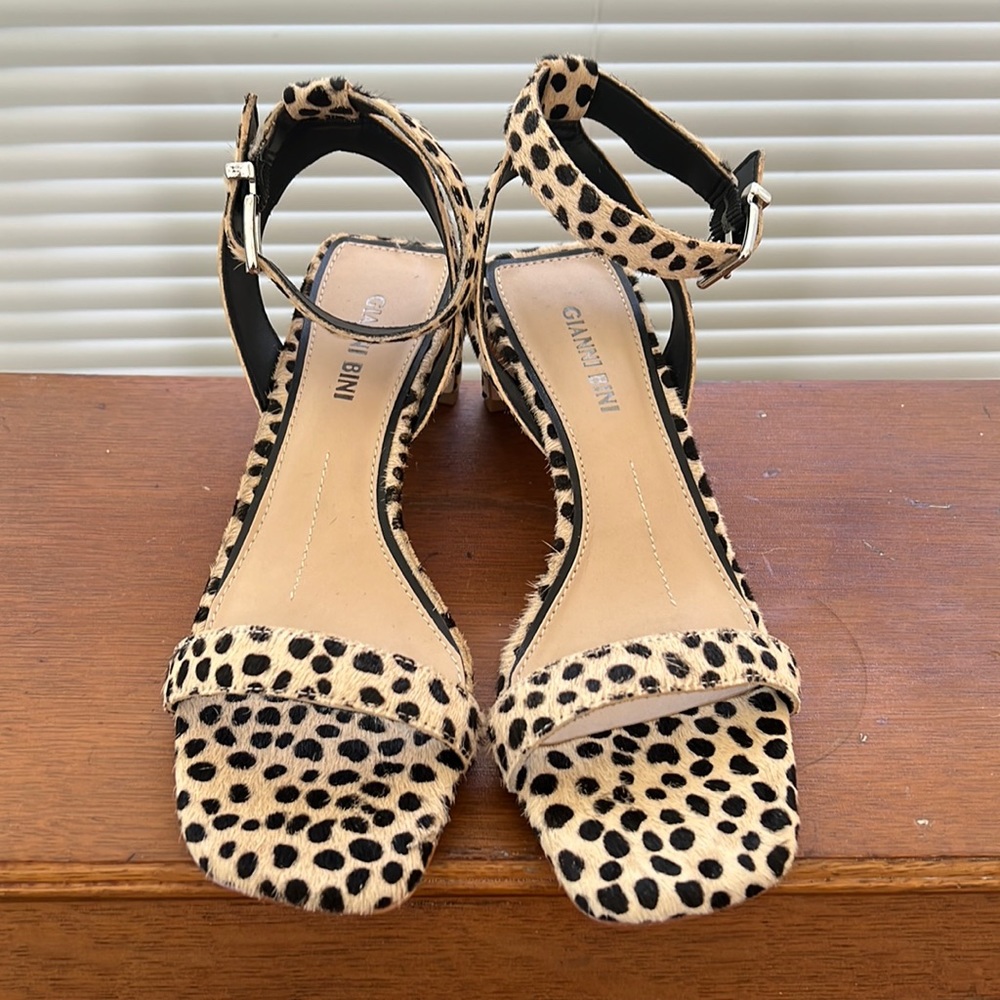 Gianni Bini Leopard Ankle Strap Heels